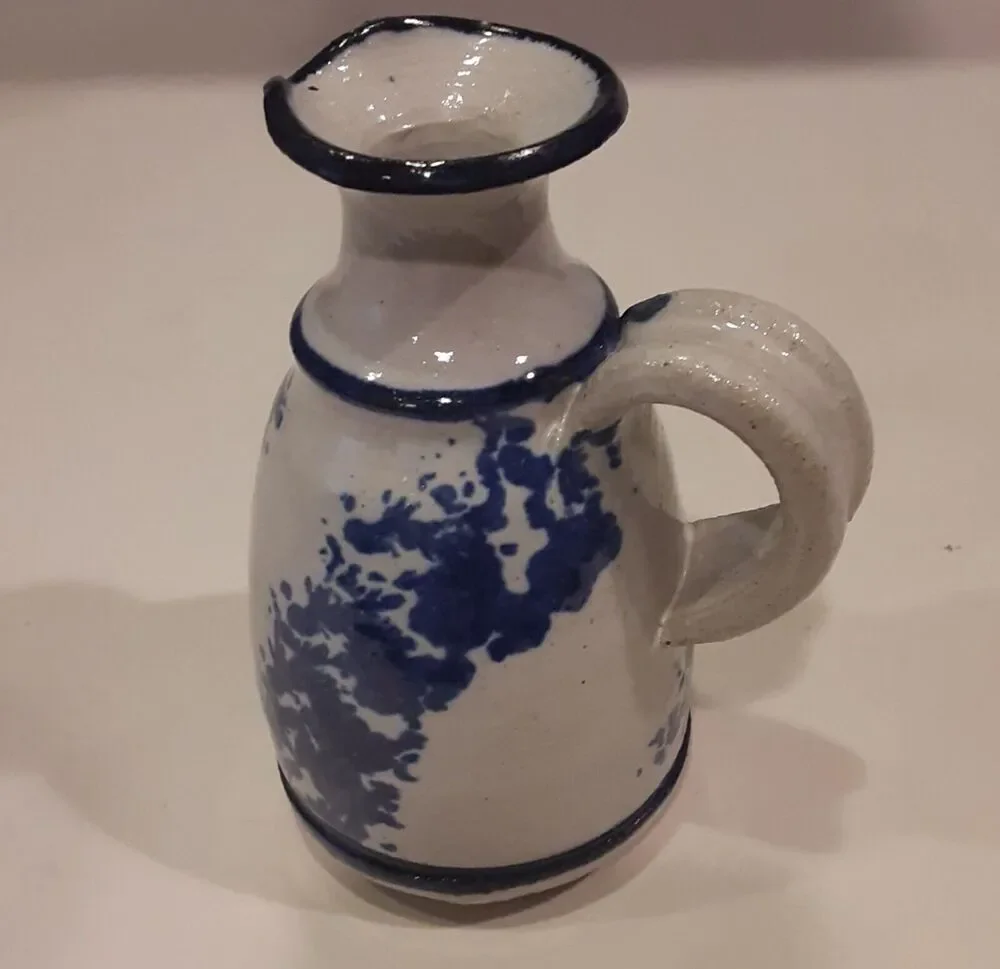 Artist Signed Stoneware Mini Pitcher Versatile Decor 5.25